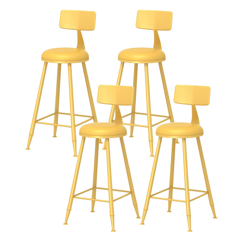Scandinavian Matte Finish Iron Bar Stool Coffee Shop Footrest Stool Yellow 4 Piece Set Counter Stool(26"H) Clearhalo 'Bar Furniture' 'Bar Stools' 'bar_stools' 'furn' 'furn_bar_stools' 'Furniture' 'furniture_bar_stools' 'Kitchen & Dining Furniture' 4875411