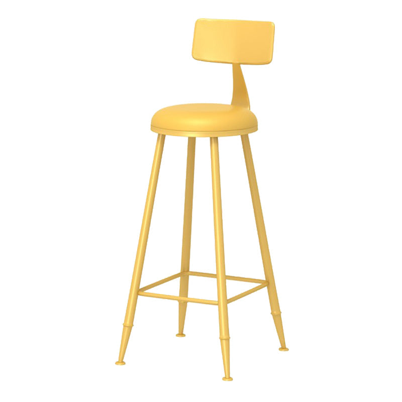 Scandinavian Matte Finish Iron Bar Stool Coffee Shop Footrest Stool Yellow 1 Piece Bar Stool(30"H) Clearhalo 'Bar Furniture' 'Bar Stools' 'bar_stools' 'furn' 'furn_bar_stools' 'Furniture' 'furniture_bar_stools' 'Kitchen & Dining Furniture' 4875412