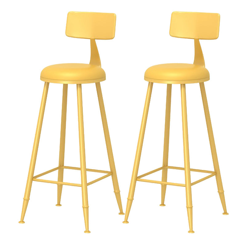 Scandinavian Matte Finish Iron Bar Stool Coffee Shop Footrest Stool Yellow 2 Piece Set Bar Stool(30"H) Clearhalo 'Bar Furniture' 'Bar Stools' 'bar_stools' 'furn' 'furn_bar_stools' 'Furniture' 'furniture_bar_stools' 'Kitchen & Dining Furniture' 4875413