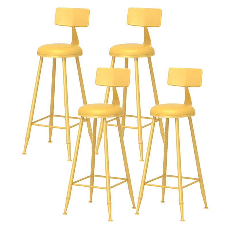 Scandinavian Matte Finish Iron Bar Stool Coffee Shop Footrest Stool Yellow 4 Piece Set Bar Stool(30"H) Clearhalo 'Bar Furniture' 'Bar Stools' 'bar_stools' 'furn' 'furn_bar_stools' 'Furniture' 'furniture_bar_stools' 'Kitchen & Dining Furniture' 4875414