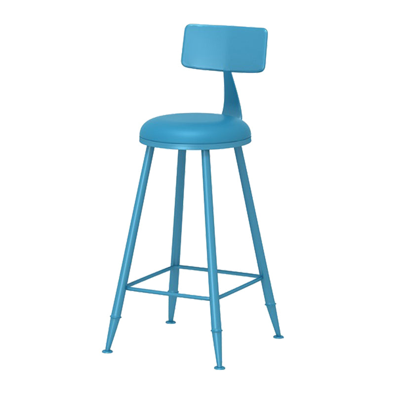 Scandinavian Matte Finish Iron Bar Stool Coffee Shop Footrest Stool Blue 1 Piece Counter Stool(26"H) Clearhalo 'Bar Furniture' 'Bar Stools' 'bar_stools' 'furn' 'furn_bar_stools' 'Furniture' 'furniture_bar_stools' 'Kitchen & Dining Furniture' 4875415
