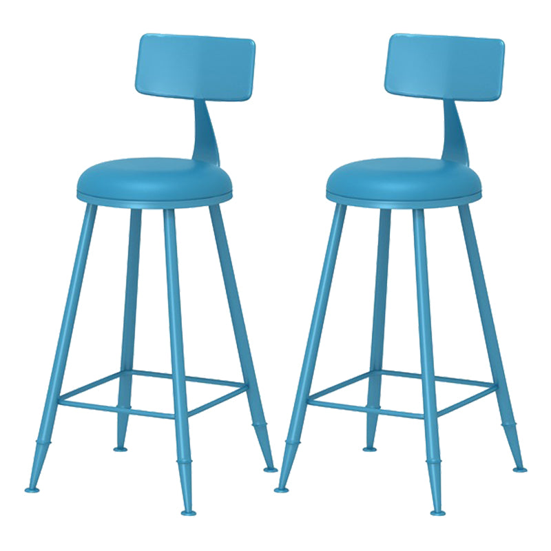 Scandinavian Matte Finish Iron Bar Stool Coffee Shop Footrest Stool Blue 2 Piece Set Counter Stool(26"H) Clearhalo 'Bar Furniture' 'Bar Stools' 'bar_stools' 'furn' 'furn_bar_stools' 'Furniture' 'furniture_bar_stools' 'Kitchen & Dining Furniture' 4875416