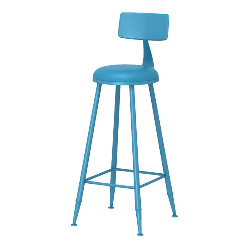 Scandinavian Matte Finish Iron Bar Stool Coffee Shop Footrest Stool Blue 1 Piece Bar Stool(30"H) Clearhalo 'Bar Furniture' 'Bar Stools' 'bar_stools' 'furn' 'furn_bar_stools' 'Furniture' 'furniture_bar_stools' 'Kitchen & Dining Furniture' 4875418