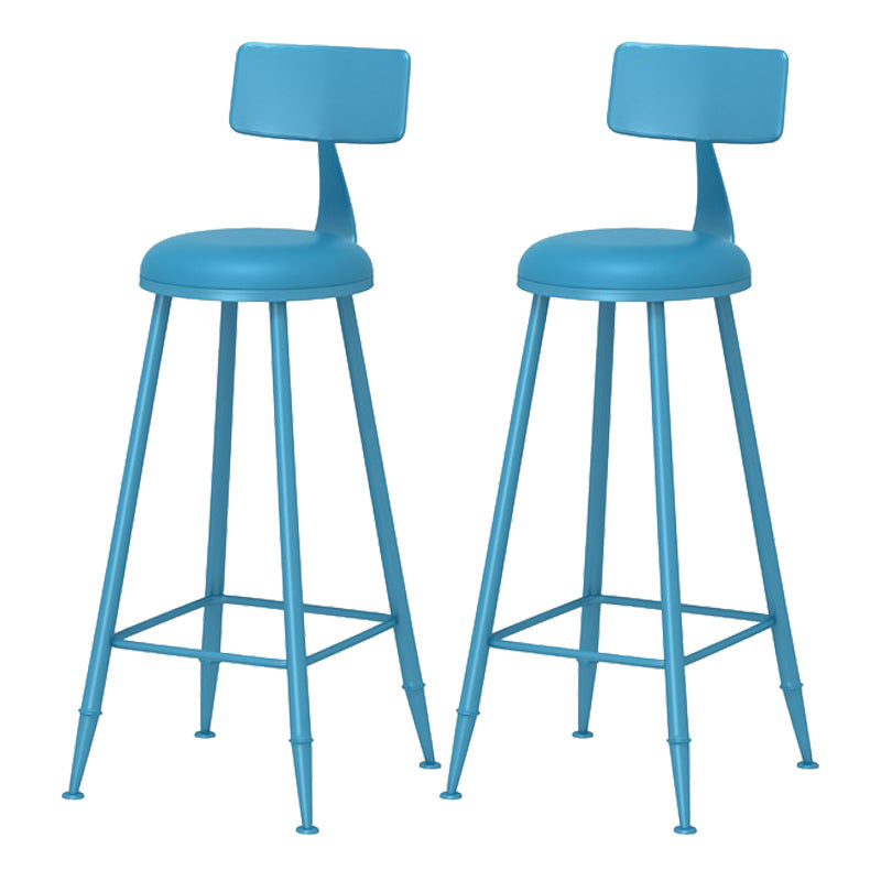 Scandinavian Matte Finish Iron Bar Stool Coffee Shop Footrest Stool Blue 2 Piece Set Bar Stool(30"H) Clearhalo 'Bar Furniture' 'Bar Stools' 'bar_stools' 'furn' 'furn_bar_stools' 'Furniture' 'furniture_bar_stools' 'Kitchen & Dining Furniture' 4875419