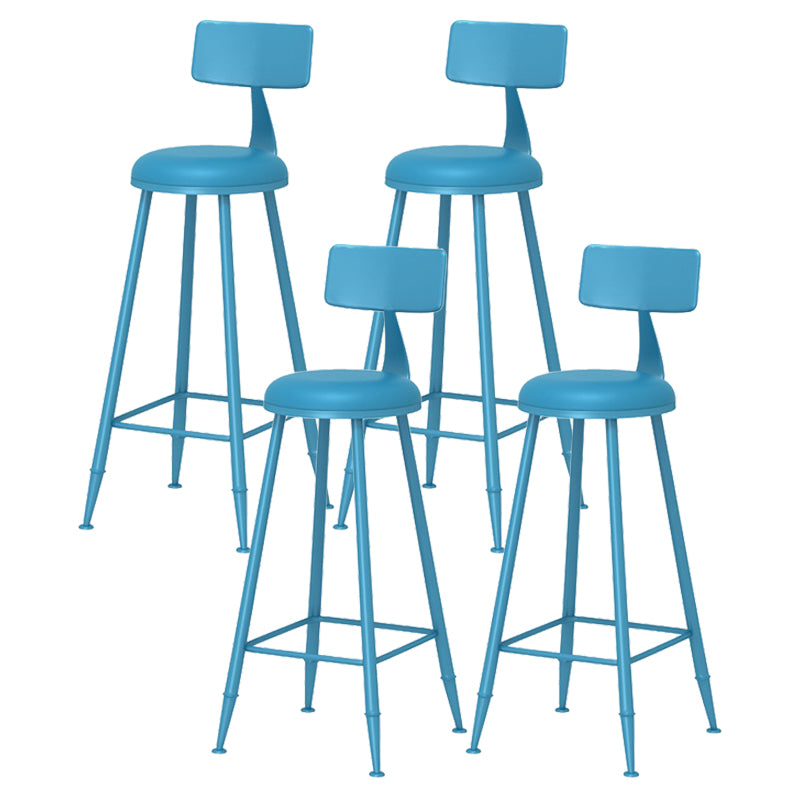 Scandinavian Matte Finish Iron Bar Stool Coffee Shop Footrest Stool Blue 4 Piece Set Bar Stool(30"H) Clearhalo 'Bar Furniture' 'Bar Stools' 'bar_stools' 'furn' 'furn_bar_stools' 'Furniture' 'furniture_bar_stools' 'Kitchen & Dining Furniture' 4875420