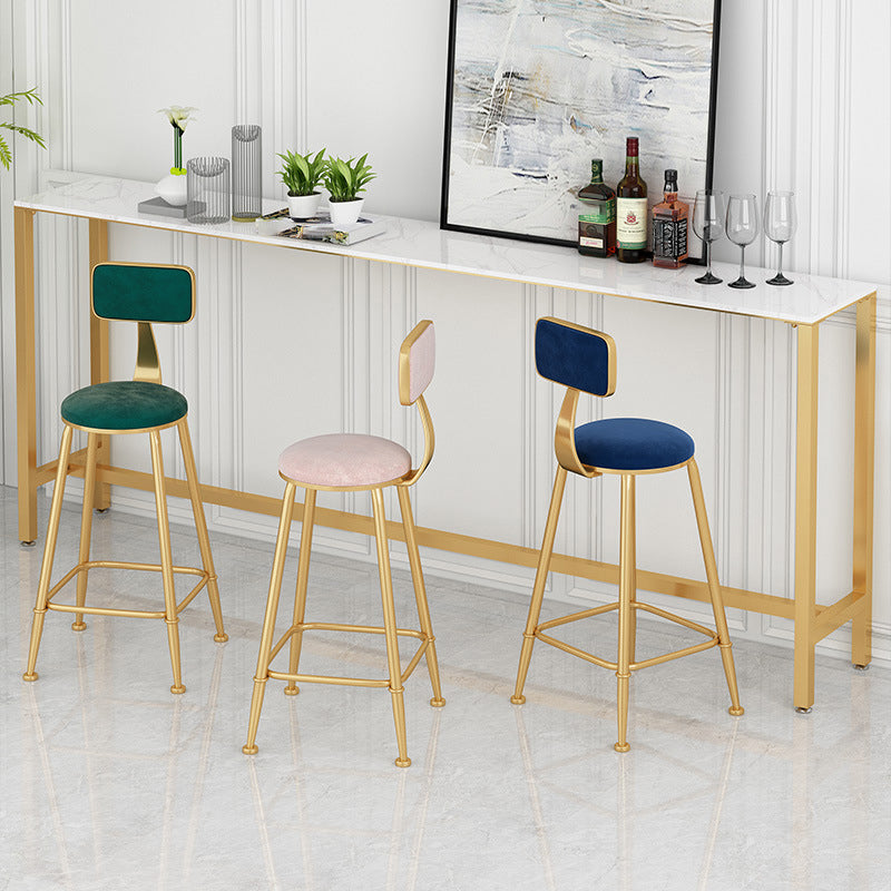 Glam Low Back Living Room Stool Matte Finish Velvet Counter Stool Clearhalo 'Bar Furniture' 'Bar Stools' 'bar_stools' 'furn' 'furn_bar_stools' 'Furniture' 'furniture_bar_stools' 'Kitchen & Dining Furniture' 4875456