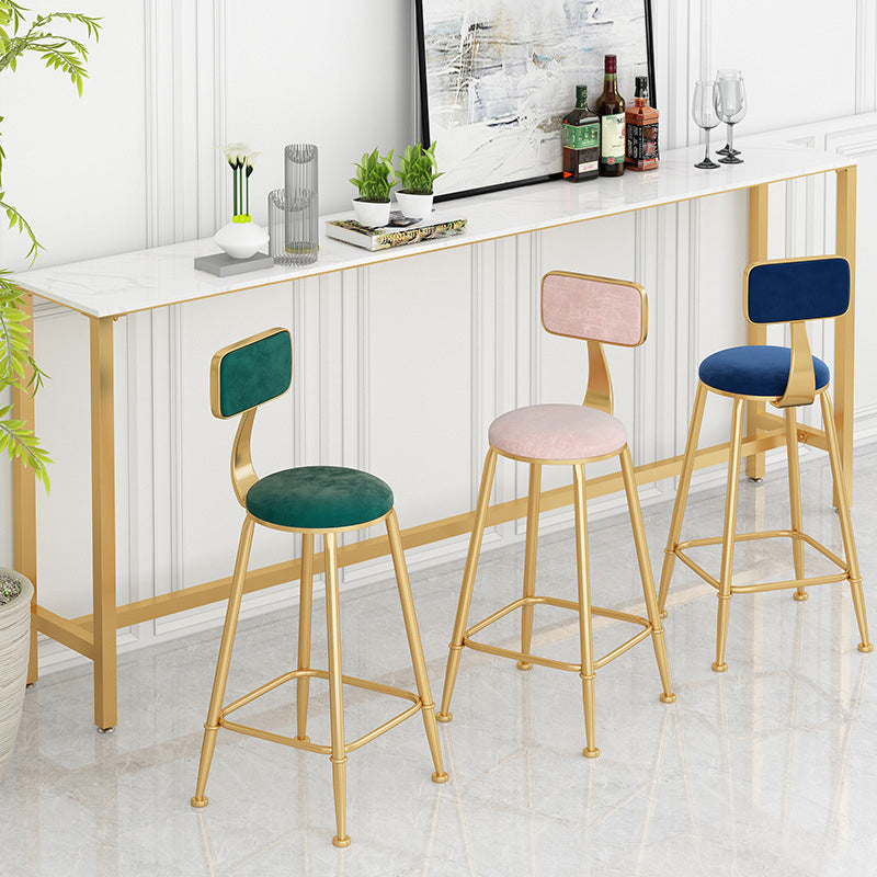Glam Low Back Living Room Stool Matte Finish Velvet Counter Stool Clearhalo 'Bar Furniture' 'Bar Stools' 'bar_stools' 'furn' 'furn_bar_stools' 'Furniture' 'furniture_bar_stools' 'Kitchen & Dining Furniture' 4875458