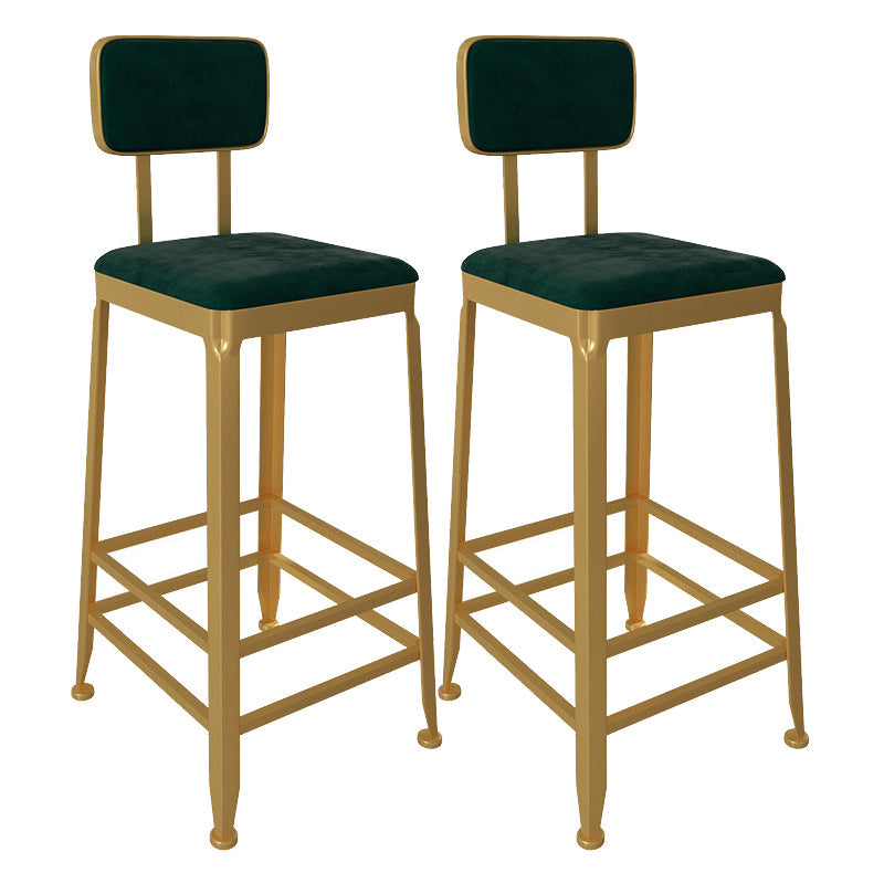 Glam Low Back Living Room Stool Matte Finish Velvet Counter Stool Green 2 Piece Set Square Clearhalo 'Bar Furniture' 'Bar Stools' 'bar_stools' 'furn' 'furn_bar_stools' 'Furniture' 'furniture_bar_stools' 'Kitchen & Dining Furniture' 4875459