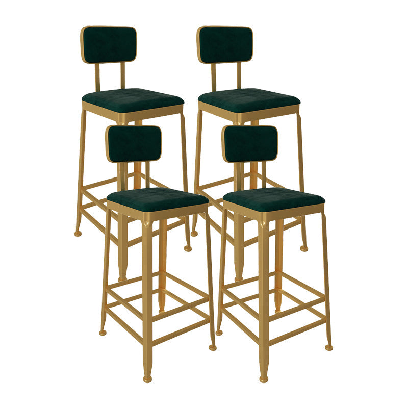 Glam Low Back Living Room Stool Matte Finish Velvet Counter Stool Green 4 Piece Set Square Clearhalo 'Bar Furniture' 'Bar Stools' 'bar_stools' 'furn' 'furn_bar_stools' 'Furniture' 'furniture_bar_stools' 'Kitchen & Dining Furniture' 4875461