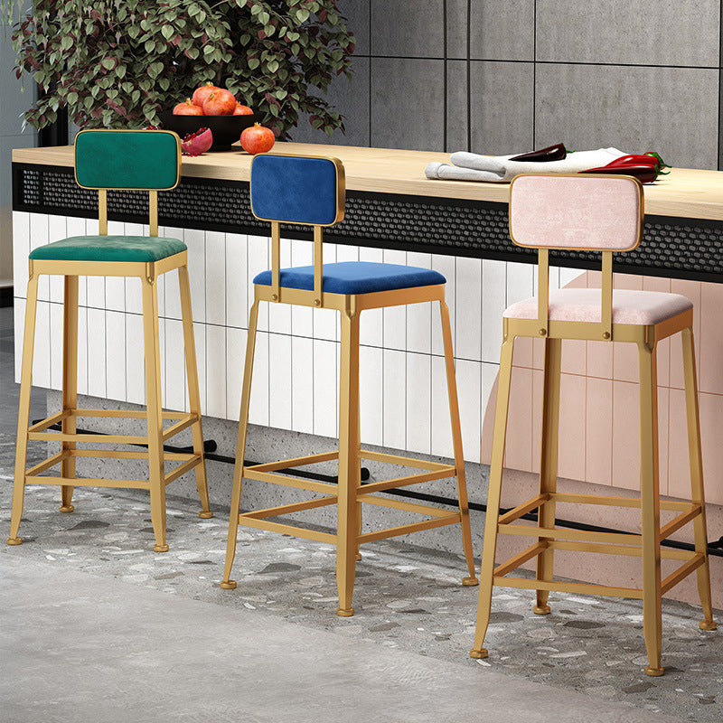 Glam Low Back Living Room Stool Matte Finish Velvet Counter Stool Clearhalo 'Bar Furniture' 'Bar Stools' 'bar_stools' 'furn' 'furn_bar_stools' 'Furniture' 'furniture_bar_stools' 'Kitchen & Dining Furniture' 4875462
