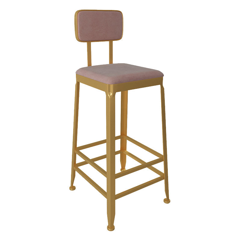 Glam Low Back Living Room Stool Matte Finish Velvet Counter Stool Pink 1 Piece Square Clearhalo 'Bar Furniture' 'Bar Stools' 'bar_stools' 'furn' 'furn_bar_stools' 'Furniture' 'furniture_bar_stools' 'Kitchen & Dining Furniture' 4875463