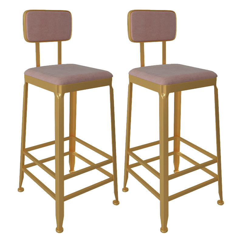 Glam Low Back Living Room Stool Matte Finish Velvet Counter Stool Pink 2 Piece Set Square Clearhalo 'Bar Furniture' 'Bar Stools' 'bar_stools' 'furn' 'furn_bar_stools' 'Furniture' 'furniture_bar_stools' 'Kitchen & Dining Furniture' 4875465