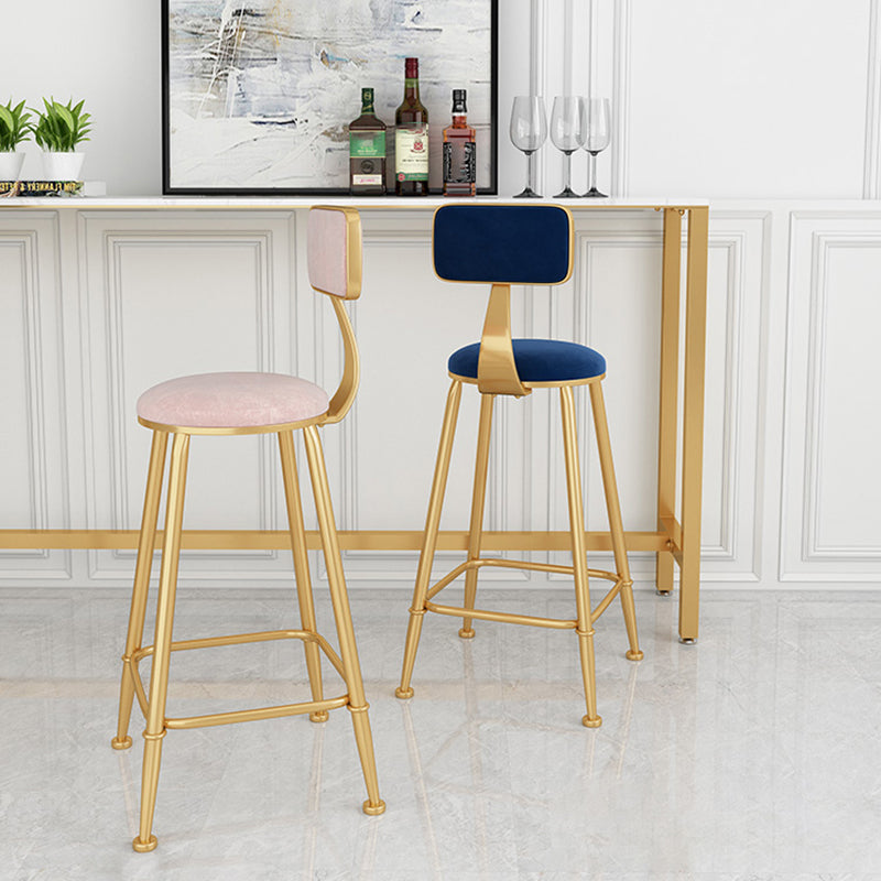 Glam Low Back Living Room Stool Matte Finish Velvet Counter Stool Clearhalo 'Bar Furniture' 'Bar Stools' 'bar_stools' 'furn' 'furn_bar_stools' 'Furniture' 'furniture_bar_stools' 'Kitchen & Dining Furniture' 4875467