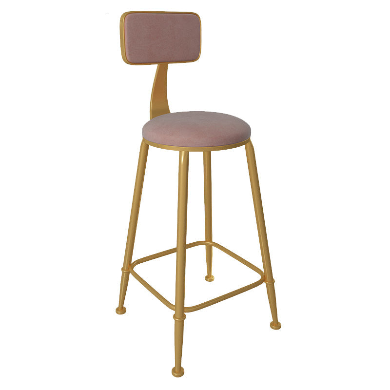 Glam Low Back Living Room Stool Matte Finish Velvet Counter Stool Pink 1 Piece Round Clearhalo 'Bar Furniture' 'Bar Stools' 'bar_stools' 'furn' 'furn_bar_stools' 'Furniture' 'furniture_bar_stools' 'Kitchen & Dining Furniture' 4875468