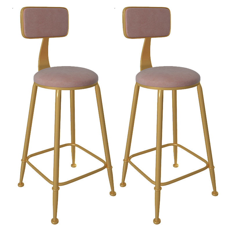 Glam Low Back Living Room Stool Matte Finish Velvet Counter Stool Pink 2 Piece Set Round Clearhalo 'Bar Furniture' 'Bar Stools' 'bar_stools' 'furn' 'furn_bar_stools' 'Furniture' 'furniture_bar_stools' 'Kitchen & Dining Furniture' 4875469