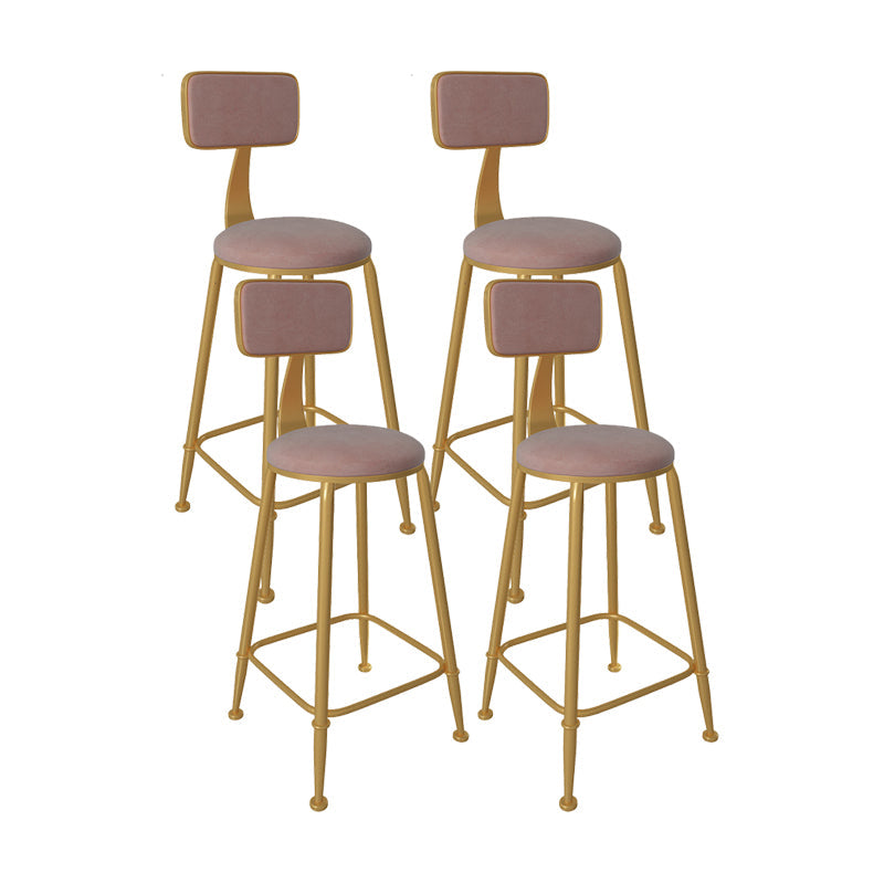 Glam Low Back Living Room Stool Matte Finish Velvet Counter Stool Pink 4 Piece Set Round Clearhalo 'Bar Furniture' 'Bar Stools' 'bar_stools' 'furn' 'furn_bar_stools' 'Furniture' 'furniture_bar_stools' 'Kitchen & Dining Furniture' 4875470