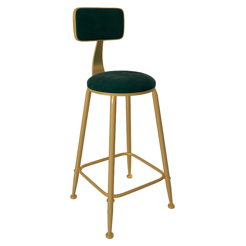 Glam Low Back Living Room Stool Matte Finish Velvet Counter Stool Green 1 Piece Round Clearhalo 'Bar Furniture' 'Bar Stools' 'bar_stools' 'furn' 'furn_bar_stools' 'Furniture' 'furniture_bar_stools' 'Kitchen & Dining Furniture' 4875471