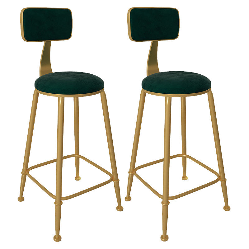 Glam Low Back Living Room Stool Matte Finish Velvet Counter Stool Green 2 Piece Set Round Clearhalo 'Bar Furniture' 'Bar Stools' 'bar_stools' 'furn' 'furn_bar_stools' 'Furniture' 'furniture_bar_stools' 'Kitchen & Dining Furniture' 4875472
