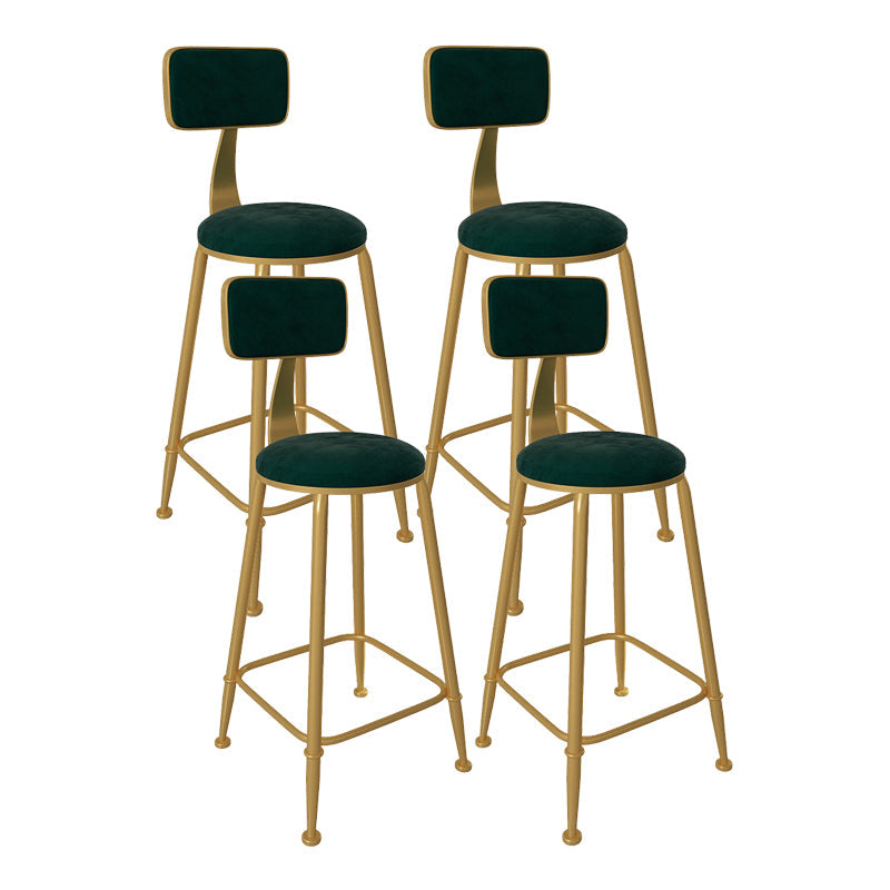 Glam Low Back Living Room Stool Matte Finish Velvet Counter Stool Green 4 Piece Set Round Clearhalo 'Bar Furniture' 'Bar Stools' 'bar_stools' 'furn' 'furn_bar_stools' 'Furniture' 'furniture_bar_stools' 'Kitchen & Dining Furniture' 4875473
