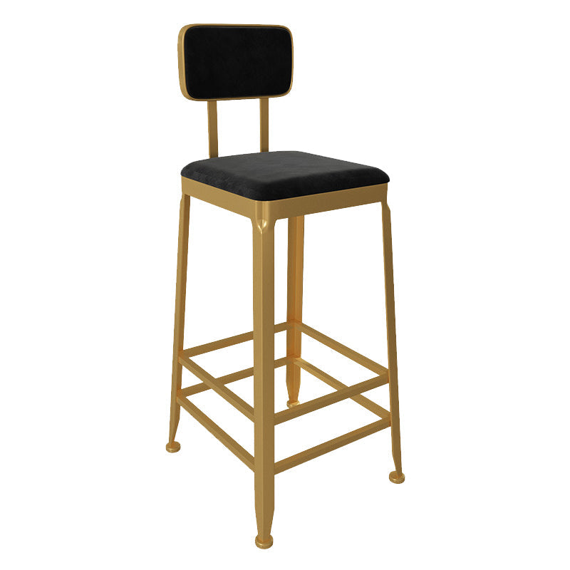 Glam Low Back Living Room Stool Matte Finish Velvet Counter Stool Black 1 Piece Square Clearhalo 'Bar Furniture' 'Bar Stools' 'bar_stools' 'furn' 'furn_bar_stools' 'Furniture' 'furniture_bar_stools' 'Kitchen & Dining Furniture' 4875474
