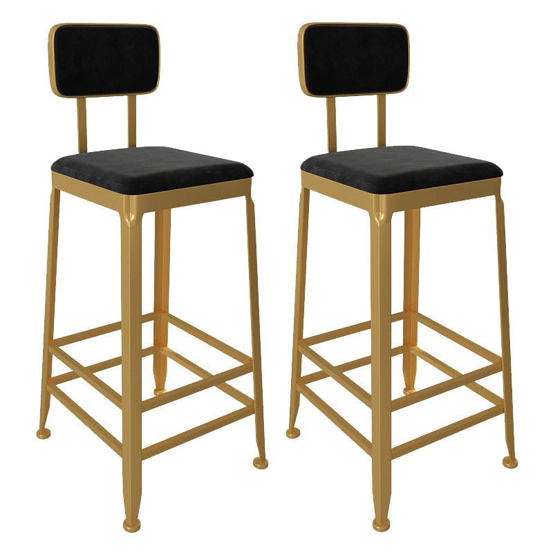 Glam Low Back Living Room Stool Matte Finish Velvet Counter Stool Black 2 Piece Set Square Clearhalo 'Bar Furniture' 'Bar Stools' 'bar_stools' 'furn' 'furn_bar_stools' 'Furniture' 'furniture_bar_stools' 'Kitchen & Dining Furniture' 4875475