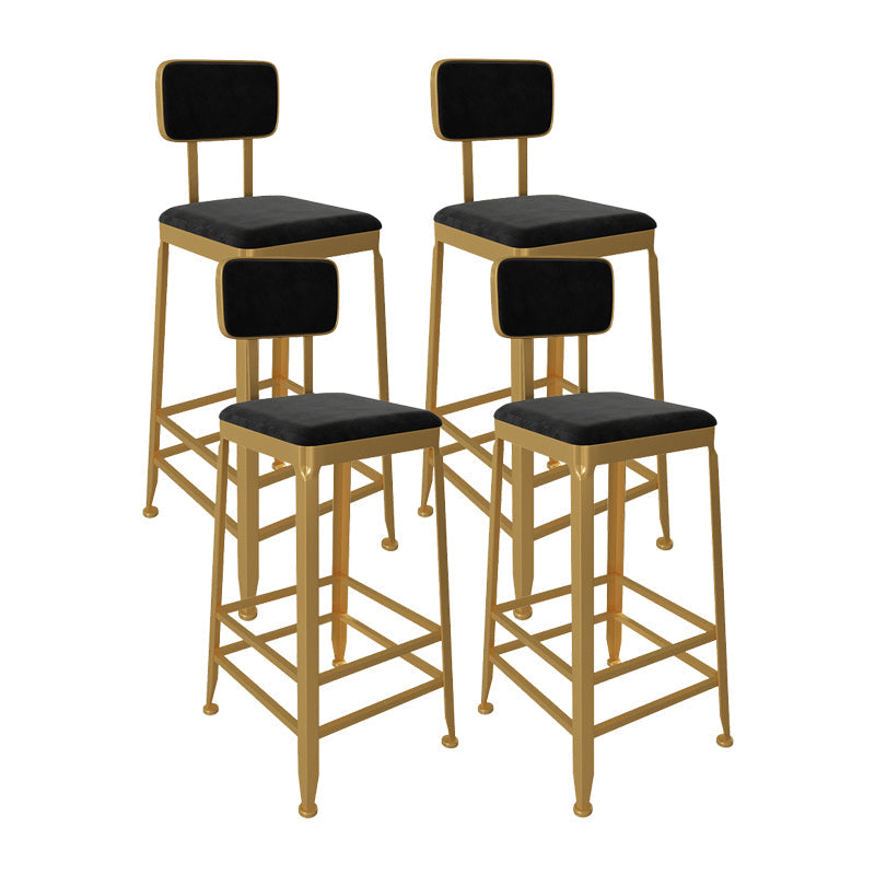 Glam Low Back Living Room Stool Matte Finish Velvet Counter Stool Black 4 Piece Set Square Clearhalo 'Bar Furniture' 'Bar Stools' 'bar_stools' 'furn' 'furn_bar_stools' 'Furniture' 'furniture_bar_stools' 'Kitchen & Dining Furniture' 4875476