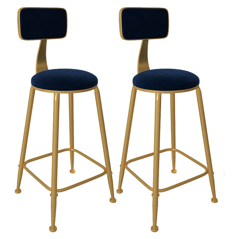 Glam Low Back Living Room Stool Matte Finish Velvet Counter Stool Blue 2 Piece Set Round Clearhalo 'Bar Furniture' 'Bar Stools' 'bar_stools' 'furn' 'furn_bar_stools' 'Furniture' 'furniture_bar_stools' 'Kitchen & Dining Furniture' 4875478