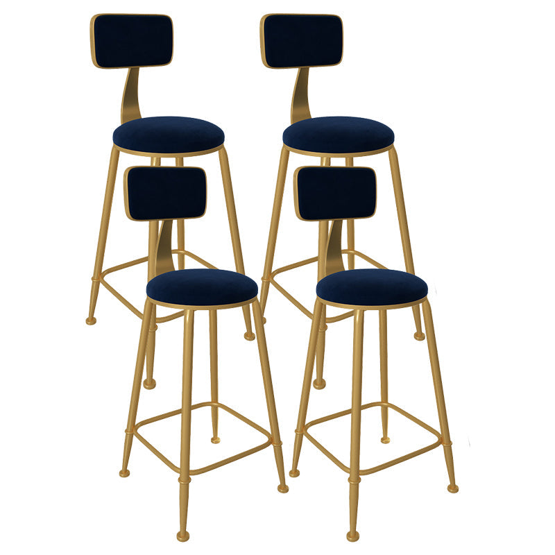 Glam Low Back Living Room Stool Matte Finish Velvet Counter Stool Blue 4 Piece Set Round Clearhalo 'Bar Furniture' 'Bar Stools' 'bar_stools' 'furn' 'furn_bar_stools' 'Furniture' 'furniture_bar_stools' 'Kitchen & Dining Furniture' 4875479