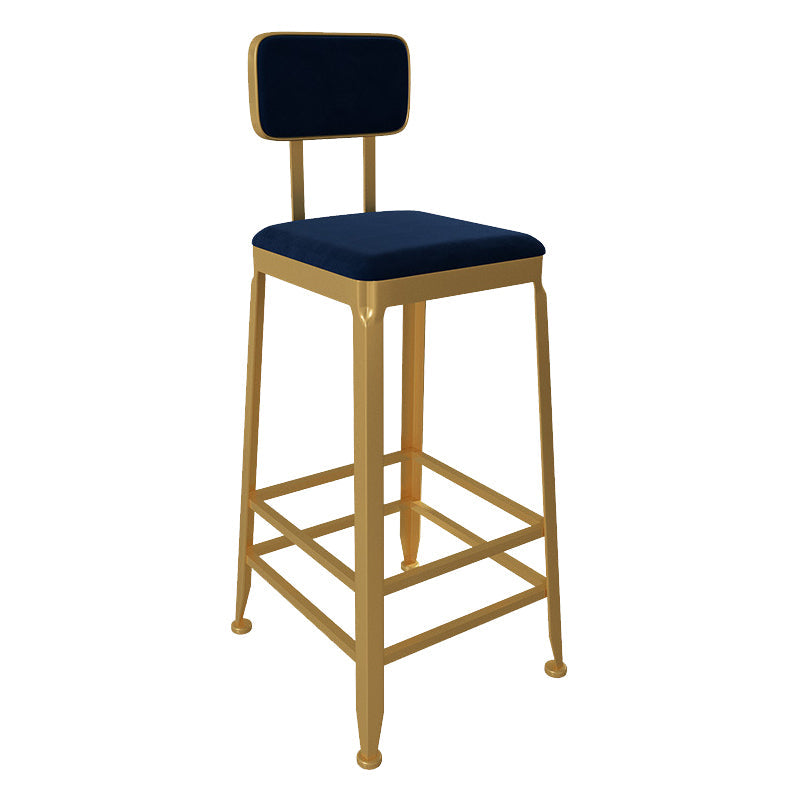 Glam Low Back Living Room Stool Matte Finish Velvet Counter Stool Blue 1 Piece Square Clearhalo 'Bar Furniture' 'Bar Stools' 'bar_stools' 'furn' 'furn_bar_stools' 'Furniture' 'furniture_bar_stools' 'Kitchen & Dining Furniture' 4875483