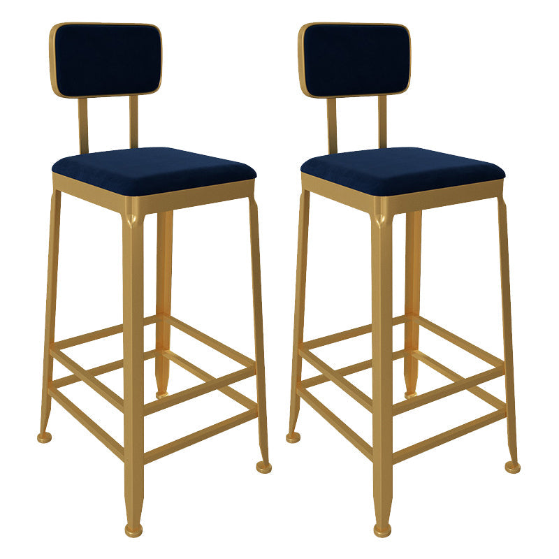 Glam Low Back Living Room Stool Matte Finish Velvet Counter Stool Blue 2 Piece Set Square Clearhalo 'Bar Furniture' 'Bar Stools' 'bar_stools' 'furn' 'furn_bar_stools' 'Furniture' 'furniture_bar_stools' 'Kitchen & Dining Furniture' 4875484
