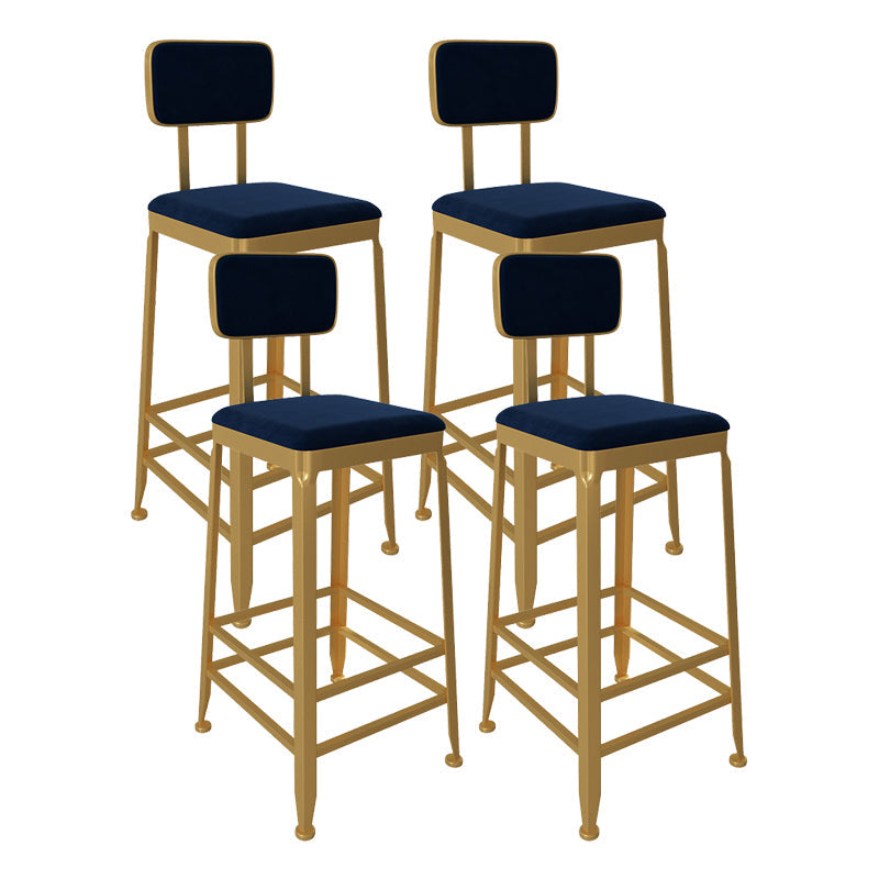 Glam Low Back Living Room Stool Matte Finish Velvet Counter Stool Blue 4 Piece Set Square Clearhalo 'Bar Furniture' 'Bar Stools' 'bar_stools' 'furn' 'furn_bar_stools' 'Furniture' 'furniture_bar_stools' 'Kitchen & Dining Furniture' 4875485