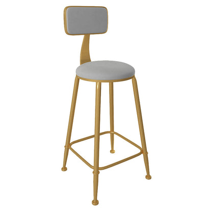 Glam Low Back Living Room Stool Matte Finish Velvet Counter Stool White 1 Piece Round Clearhalo 'Bar Furniture' 'Bar Stools' 'bar_stools' 'furn' 'furn_bar_stools' 'Furniture' 'furniture_bar_stools' 'Kitchen & Dining Furniture' 4875486
