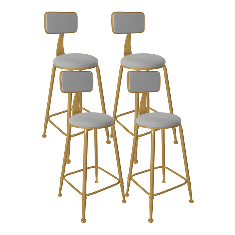 Glam Low Back Living Room Stool Matte Finish Velvet Counter Stool White 4 Piece Set Round Clearhalo 'Bar Furniture' 'Bar Stools' 'bar_stools' 'furn' 'furn_bar_stools' 'Furniture' 'furniture_bar_stools' 'Kitchen & Dining Furniture' 4875488