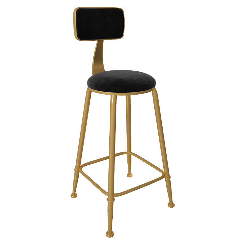 Glam Low Back Living Room Stool Matte Finish Velvet Counter Stool Black 1 Piece Round Clearhalo 'Bar Furniture' 'Bar Stools' 'bar_stools' 'furn' 'furn_bar_stools' 'Furniture' 'furniture_bar_stools' 'Kitchen & Dining Furniture' 4875489