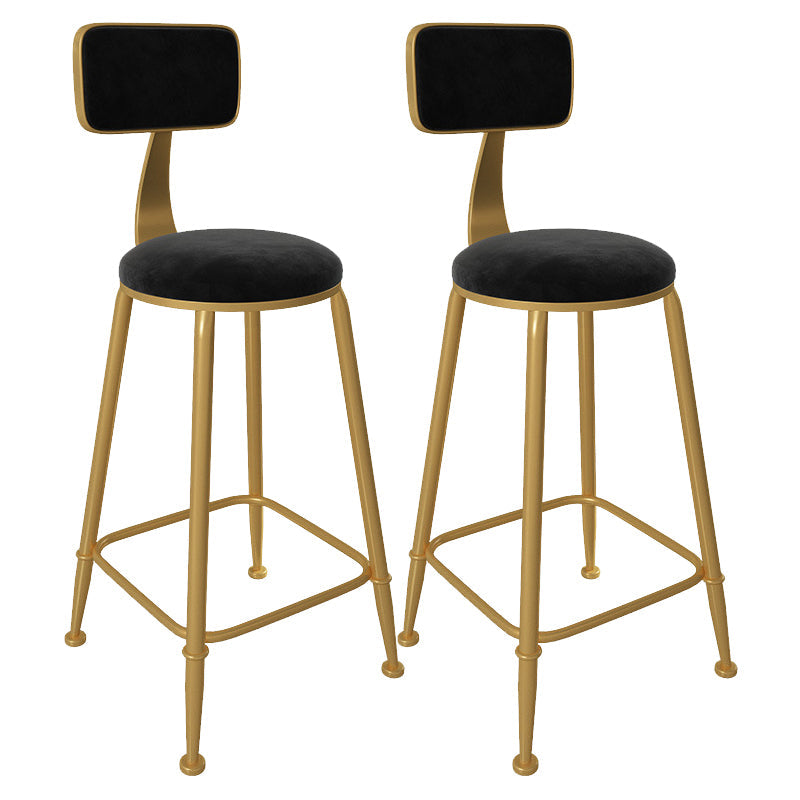 Glam Low Back Living Room Stool Matte Finish Velvet Counter Stool Black 2 Piece Set Round Clearhalo 'Bar Furniture' 'Bar Stools' 'bar_stools' 'furn' 'furn_bar_stools' 'Furniture' 'furniture_bar_stools' 'Kitchen & Dining Furniture' 4875490