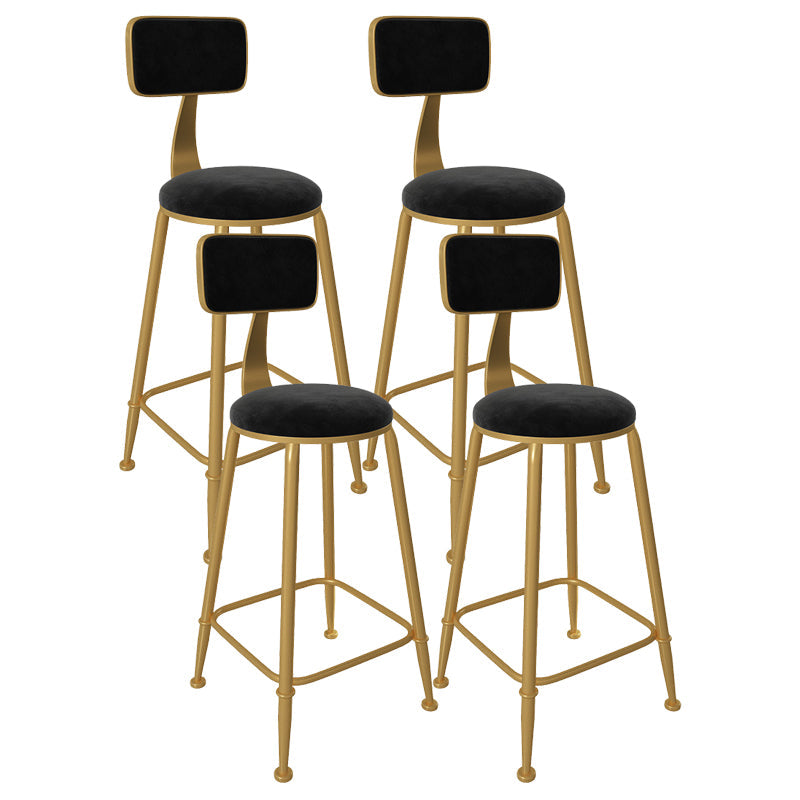 Glam Low Back Living Room Stool Matte Finish Velvet Counter Stool Black 4 Piece Set Round Clearhalo 'Bar Furniture' 'Bar Stools' 'bar_stools' 'furn' 'furn_bar_stools' 'Furniture' 'furniture_bar_stools' 'Kitchen & Dining Furniture' 4875491