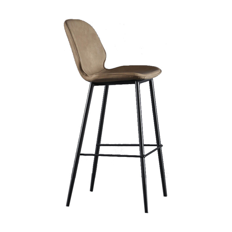 Scandinavian Matte Finish Leather Bar Stool Low Back Home Stool Light Brown 1 Piece Clearhalo 'Bar Furniture' 'Bar Stools' 'bar_stools' 'Furniture' 'furniture_bar_stools' 'Kitchen & Dining Furniture' 4875495