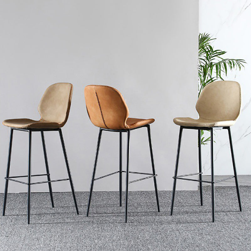 Scandinavian Matte Finish Leather Bar Stool Low Back Home Stool Clearhalo 'Bar Furniture' 'Bar Stools' 'bar_stools' 'Furniture' 'furniture_bar_stools' 'Kitchen & Dining Furniture' 4875496