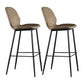 Scandinavian Matte Finish Leather Bar Stool Low Back Home Stool Light Brown Set of 2 Clearhalo 'Bar Furniture' 'Bar Stools' 'bar_stools' 'Furniture' 'furniture_bar_stools' 'Kitchen & Dining Furniture' 4875497