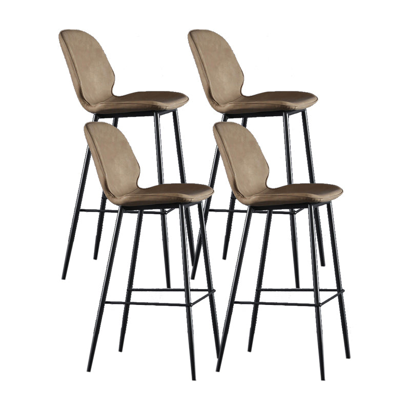 Scandinavian Matte Finish Leather Bar Stool Low Back Home Stool Light Brown Set of 4 Clearhalo 'Bar Furniture' 'Bar Stools' 'bar_stools' 'Furniture' 'furniture_bar_stools' 'Kitchen & Dining Furniture' 4875499