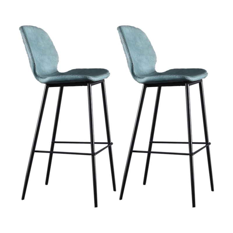 Scandinavian Matte Finish Leather Bar Stool Low Back Home Stool Ocean Blue Set of 2 Clearhalo 'Bar Furniture' 'Bar Stools' 'bar_stools' 'Furniture' 'furniture_bar_stools' 'Kitchen & Dining Furniture' 4875503