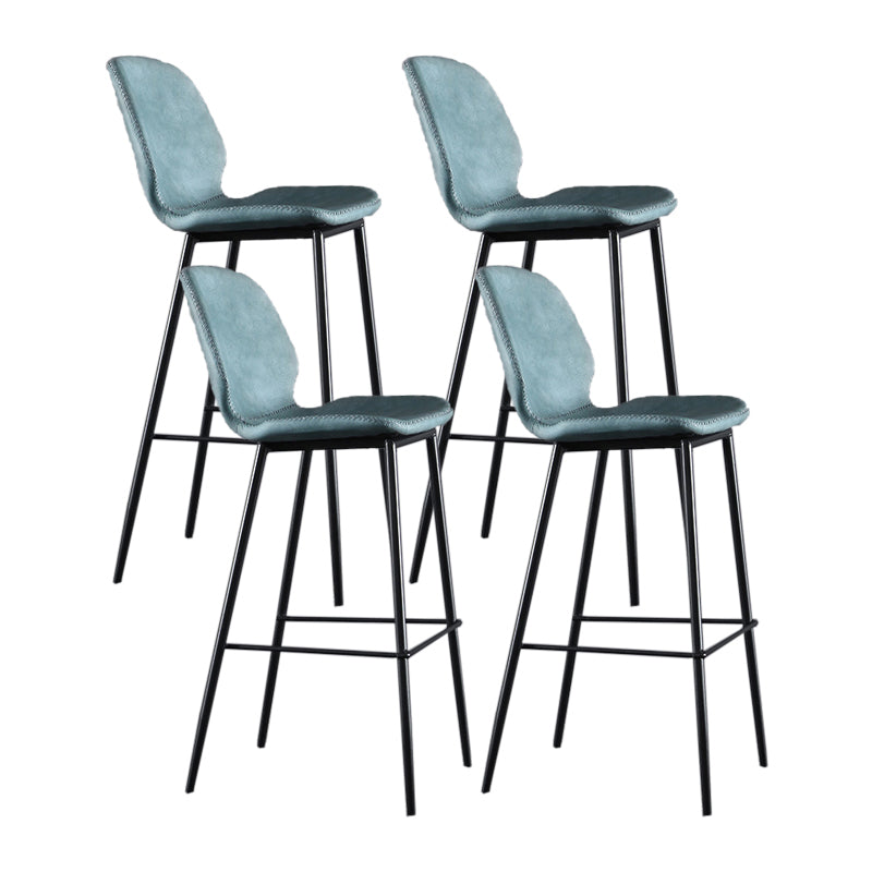 Scandinavian Matte Finish Leather Bar Stool Low Back Home Stool Ocean Blue Set of 4 Clearhalo 'Bar Furniture' 'Bar Stools' 'bar_stools' 'Furniture' 'furniture_bar_stools' 'Kitchen & Dining Furniture' 4875504