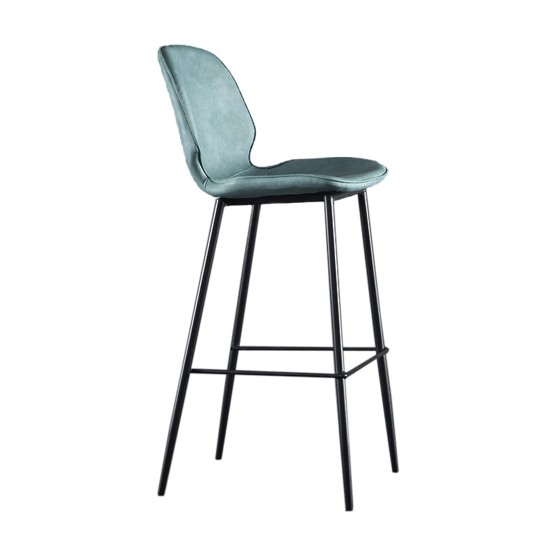 Scandinavian Matte Finish Leather Bar Stool Low Back Home Stool Blue 1 Piece Clearhalo 'Bar Furniture' 'Bar Stools' 'bar_stools' 'Furniture' 'furniture_bar_stools' 'Kitchen & Dining Furniture' 4875507