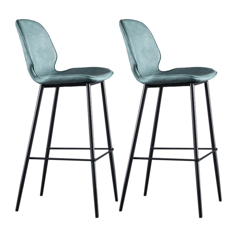 Scandinavian Matte Finish Leather Bar Stool Low Back Home Stool Blue Set of 2 Clearhalo 'Bar Furniture' 'Bar Stools' 'bar_stools' 'Furniture' 'furniture_bar_stools' 'Kitchen & Dining Furniture' 4875509