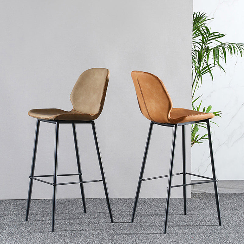 Scandinavian Matte Finish Leather Bar Stool Low Back Home Stool Clearhalo 'Bar Furniture' 'Bar Stools' 'bar_stools' 'Furniture' 'furniture_bar_stools' 'Kitchen & Dining Furniture' 4875510