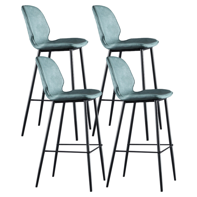 Scandinavian Matte Finish Leather Bar Stool Low Back Home Stool Blue Set of 4 Clearhalo 'Bar Furniture' 'Bar Stools' 'bar_stools' 'Furniture' 'furniture_bar_stools' 'Kitchen & Dining Furniture' 4875511