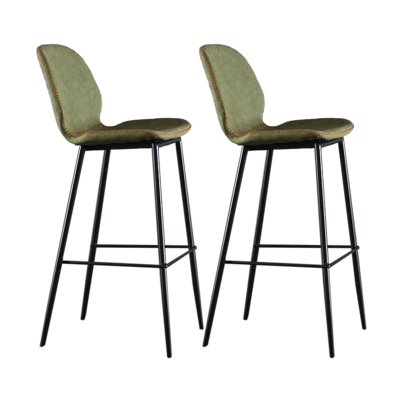 Scandinavian Matte Finish Leather Bar Stool Low Back Home Stool Green Set of 2 Clearhalo 'Bar Furniture' 'Bar Stools' 'bar_stools' 'Furniture' 'furniture_bar_stools' 'Kitchen & Dining Furniture' 4875514