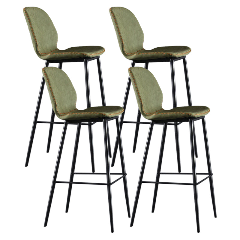 Scandinavian Matte Finish Leather Bar Stool Low Back Home Stool Green Set of 4 Clearhalo 'Bar Furniture' 'Bar Stools' 'bar_stools' 'Furniture' 'furniture_bar_stools' 'Kitchen & Dining Furniture' 4875515