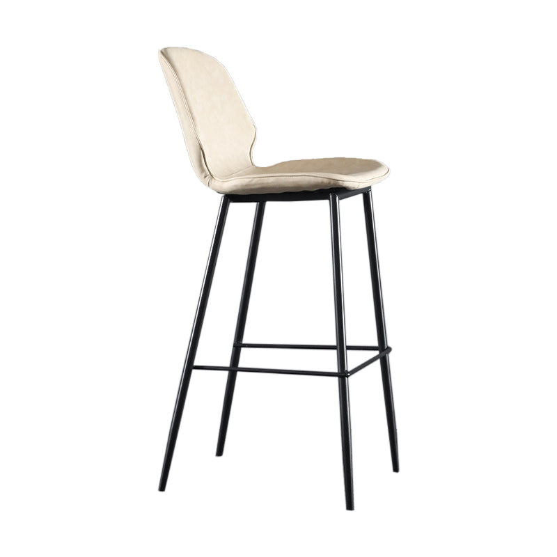 Scandinavian Matte Finish Leather Bar Stool Low Back Home Stool White 1 Piece Clearhalo 'Bar Furniture' 'Bar Stools' 'bar_stools' 'Furniture' 'furniture_bar_stools' 'Kitchen & Dining Furniture' 4875516