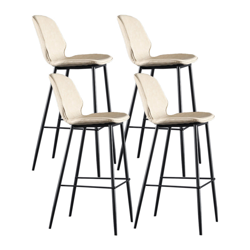 Scandinavian Matte Finish Leather Bar Stool Low Back Home Stool White Set of 4 Clearhalo 'Bar Furniture' 'Bar Stools' 'bar_stools' 'Furniture' 'furniture_bar_stools' 'Kitchen & Dining Furniture' 4875518